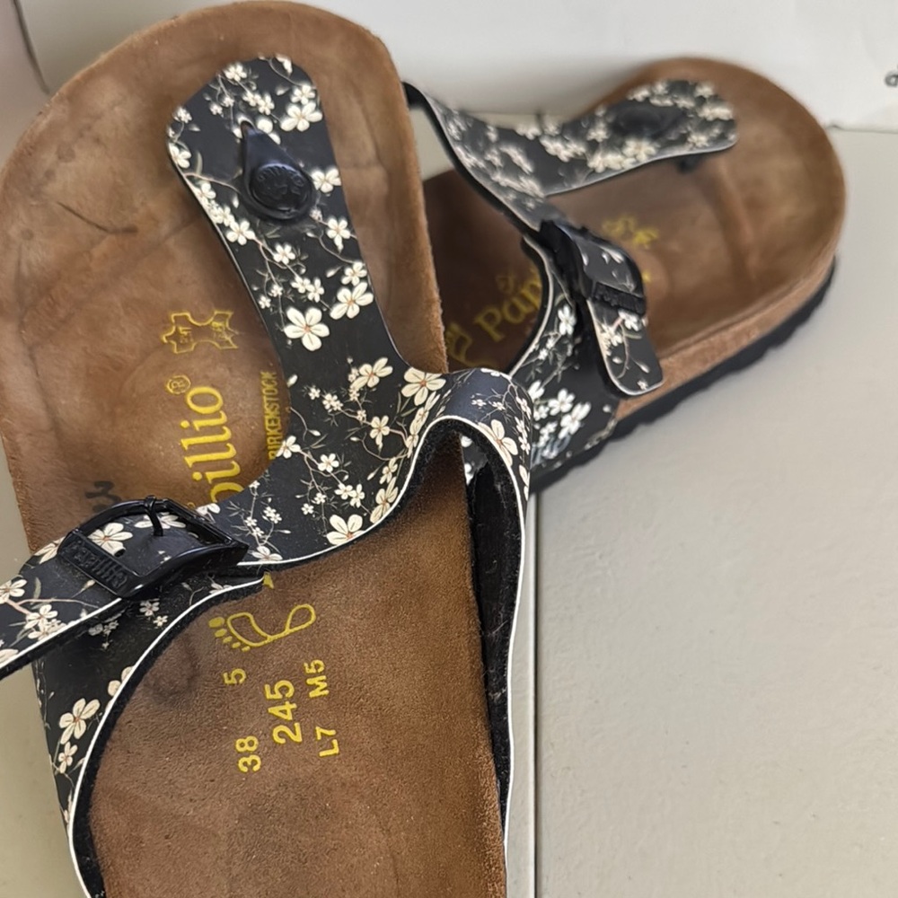 Papillio Black and White Sandals with Cork Footbed
